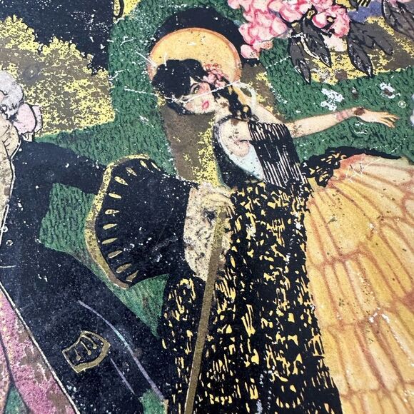 Vintage Art Deco Dancing In The Garden Tin Tray - Picture 7 of 9